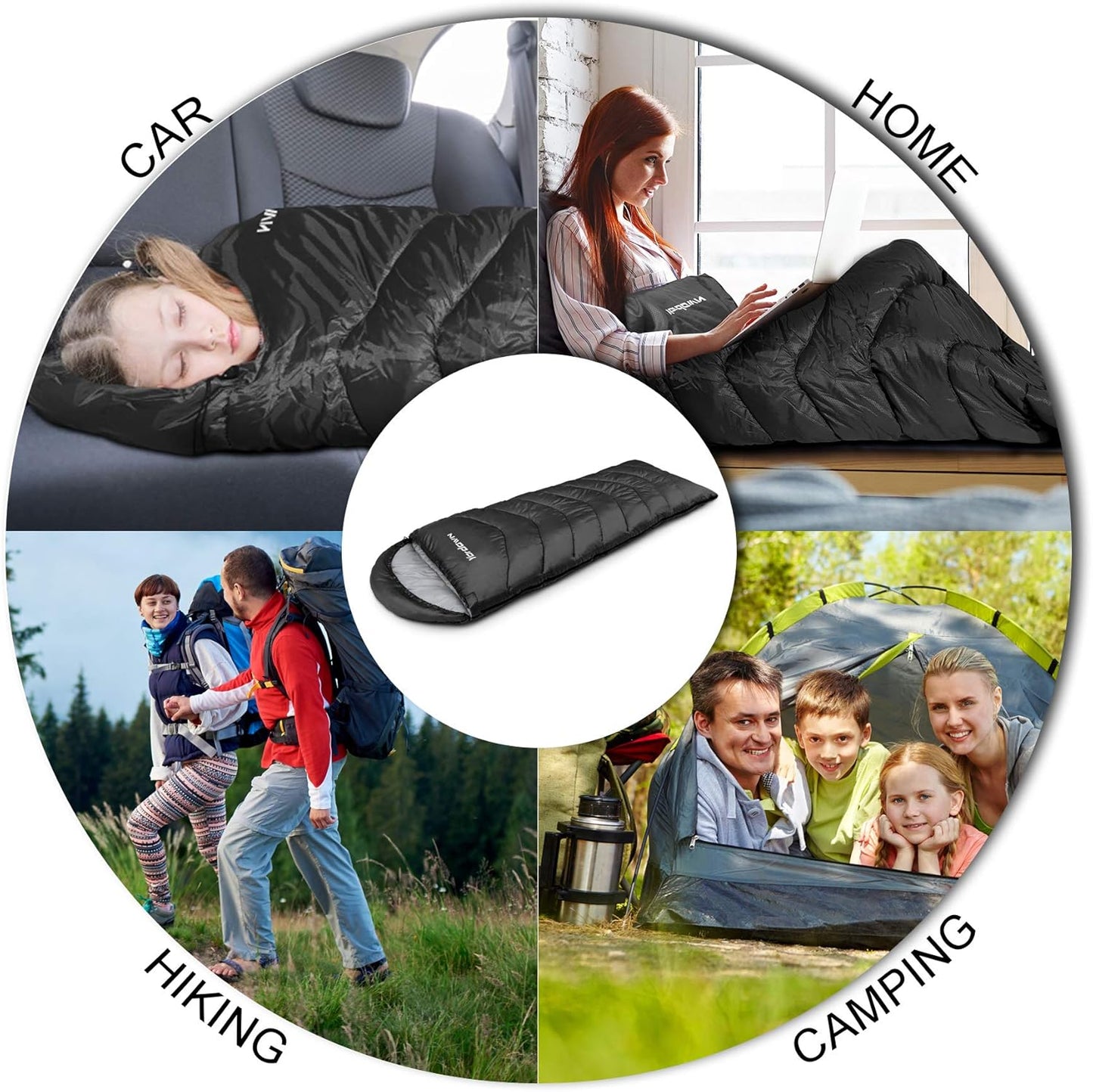 Ultraleichter Outdoor-Schlafsack, Schwarz