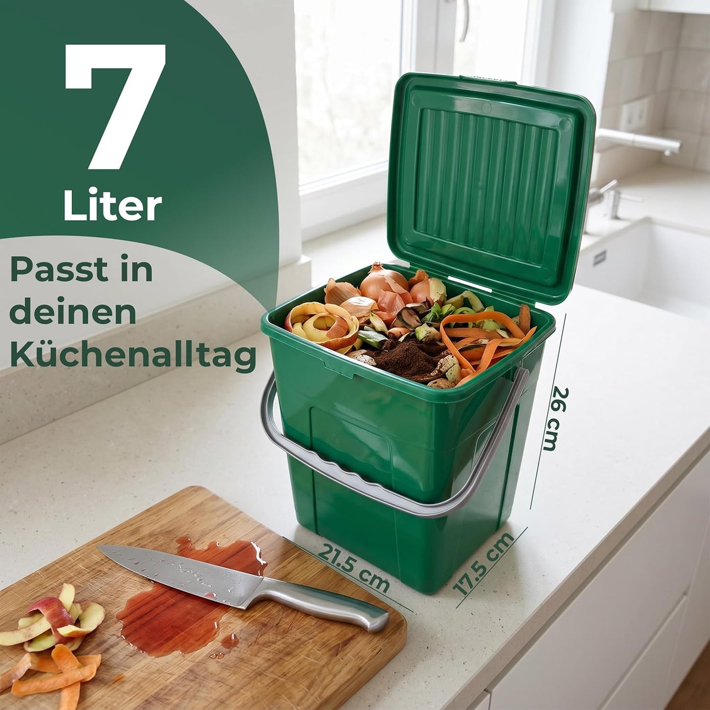 Biomülleimer 2er-Set, stapelbar, 2