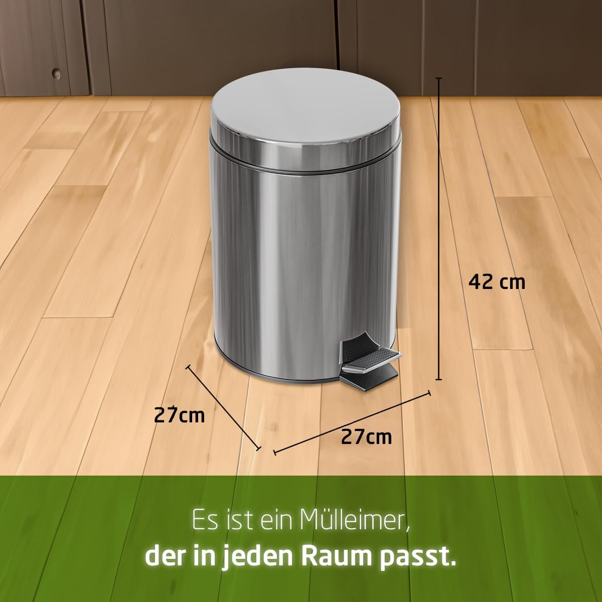 Mülleimer mit Pedal und Innenbehälter 12L, Edelstahl, 12 L