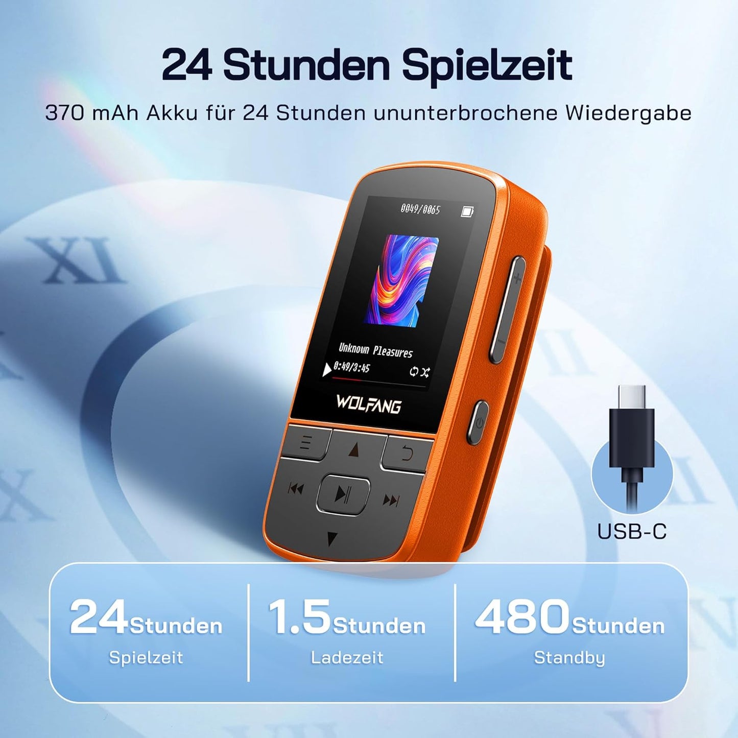 MP3-Player mit Sportclip, Orange