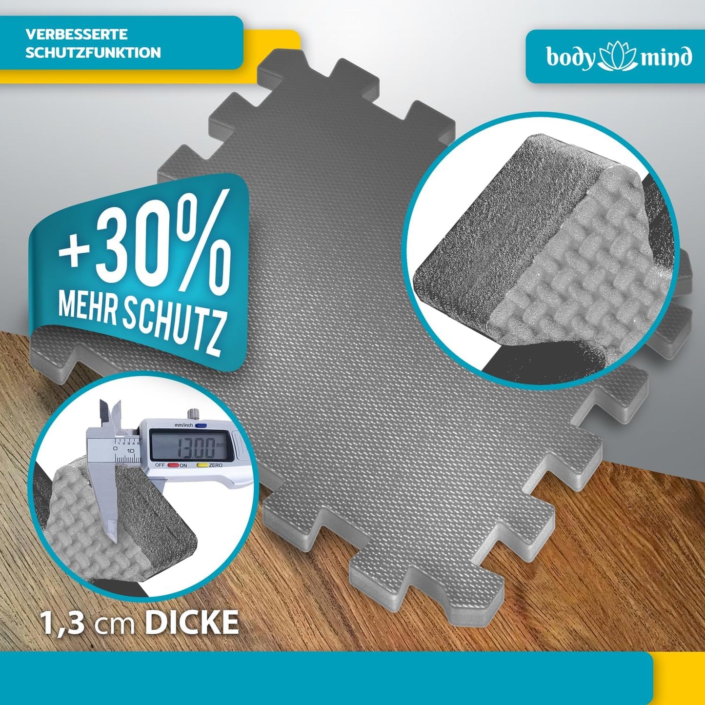 Boden-Schutzmatten Set mit Randstücken, Grau
