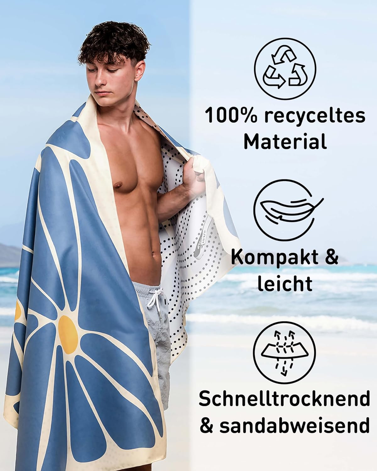 Schnelltrocknendes Strandhandtuch, 160cm x 90cm 39 Groovy Flowers