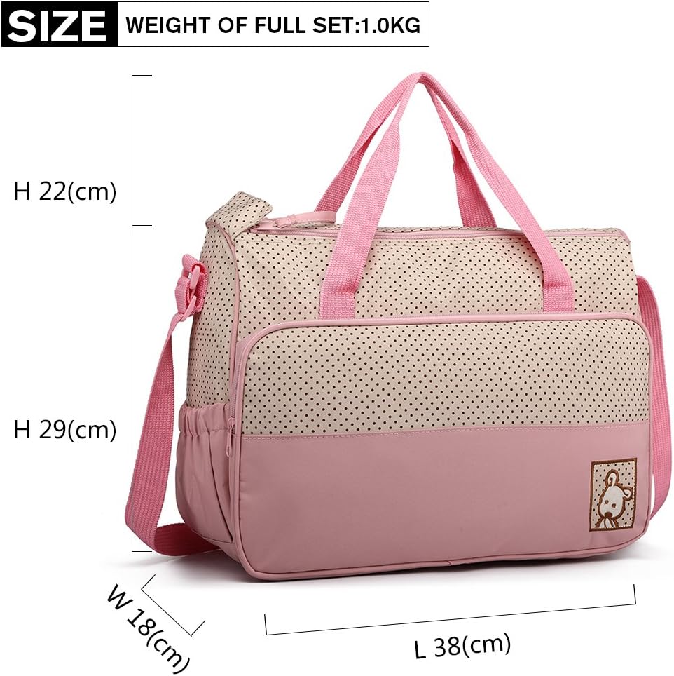 5-teiliges Baby Wickeltaschen-Set, Rosa