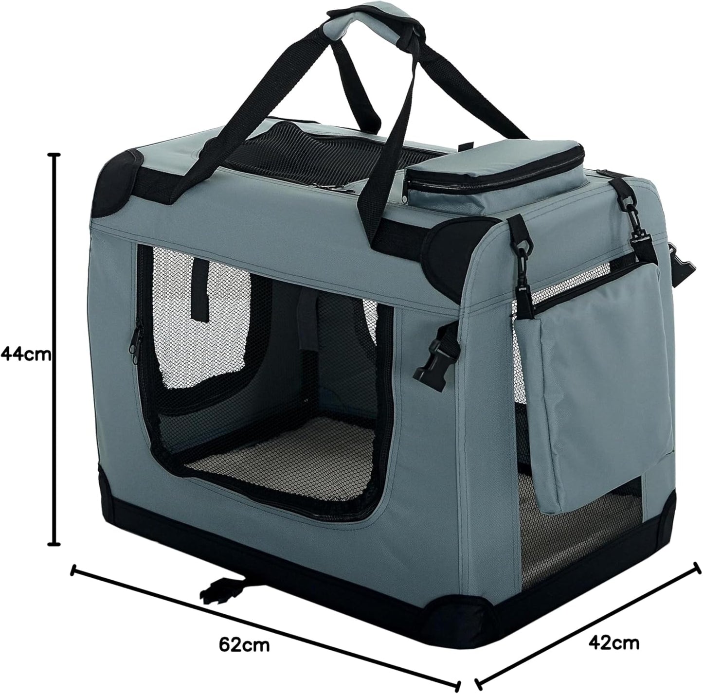 Faltbare Hundetransportbox, L 62 x B 42 x H 44 cm / Grau