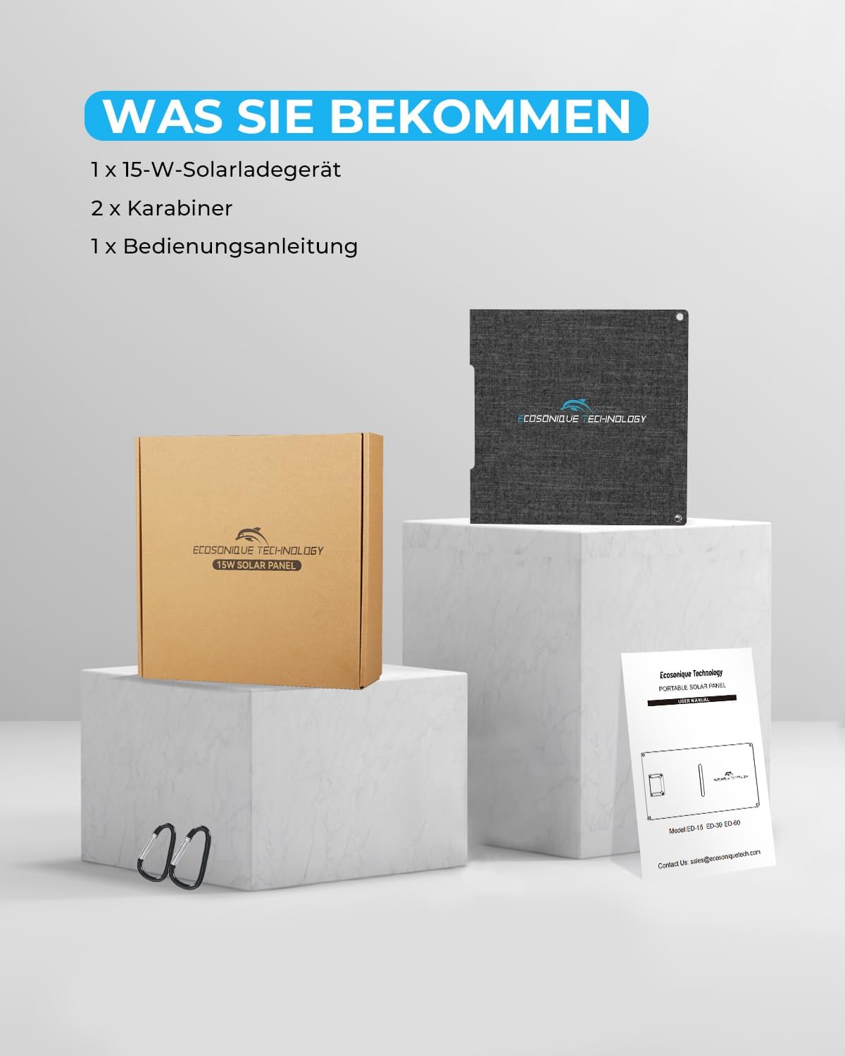 Faltbares Solarladegerät, wasserdicht, USB-A/C, 15W