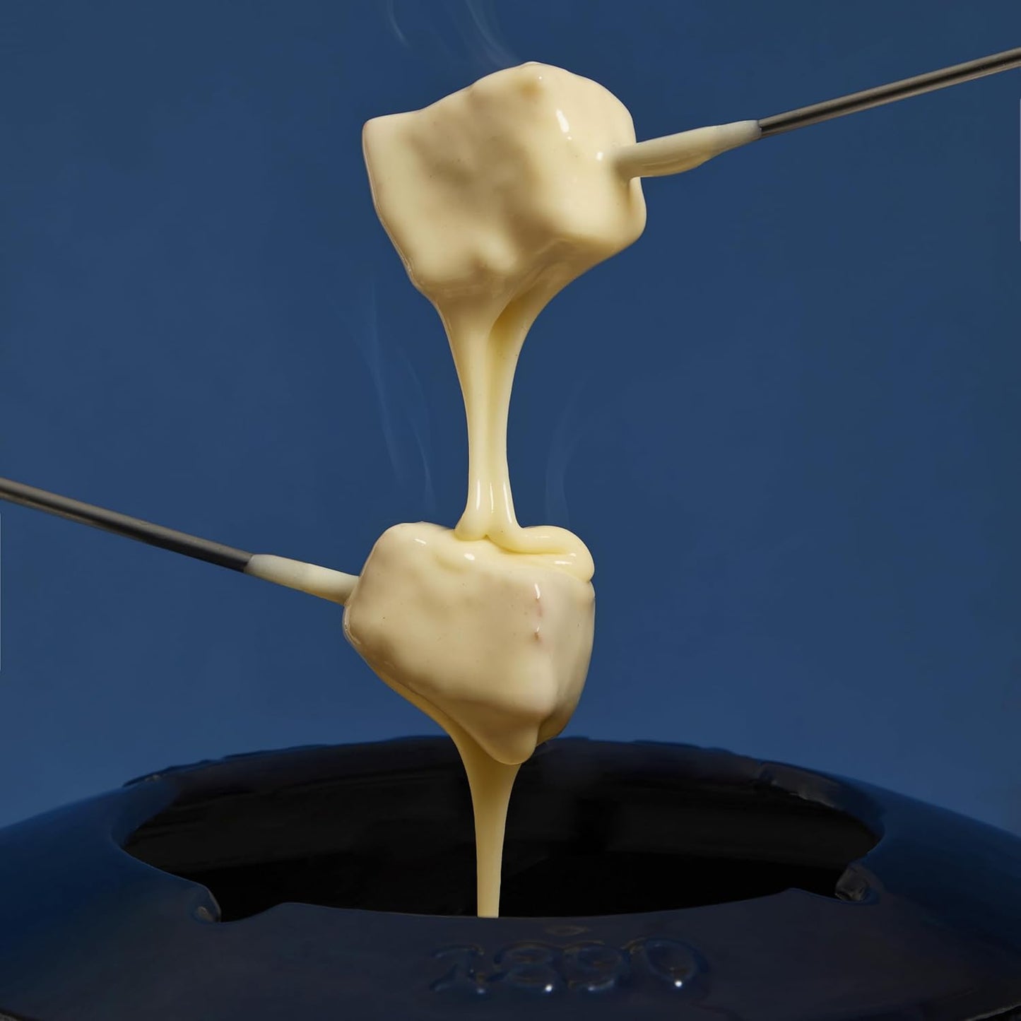 Fondue-Set aus Gusseisen für Käse & Schokolade, Blau 4 Personen