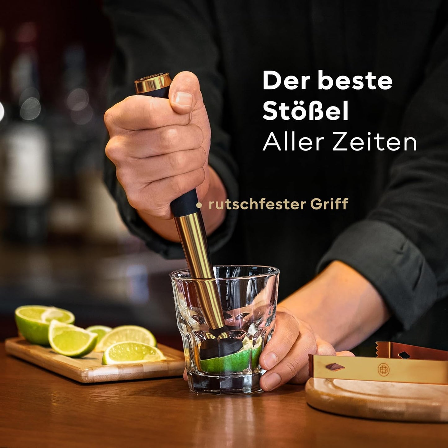 12-teiliges Cocktail Set mit Shaker, Tiefes Gold