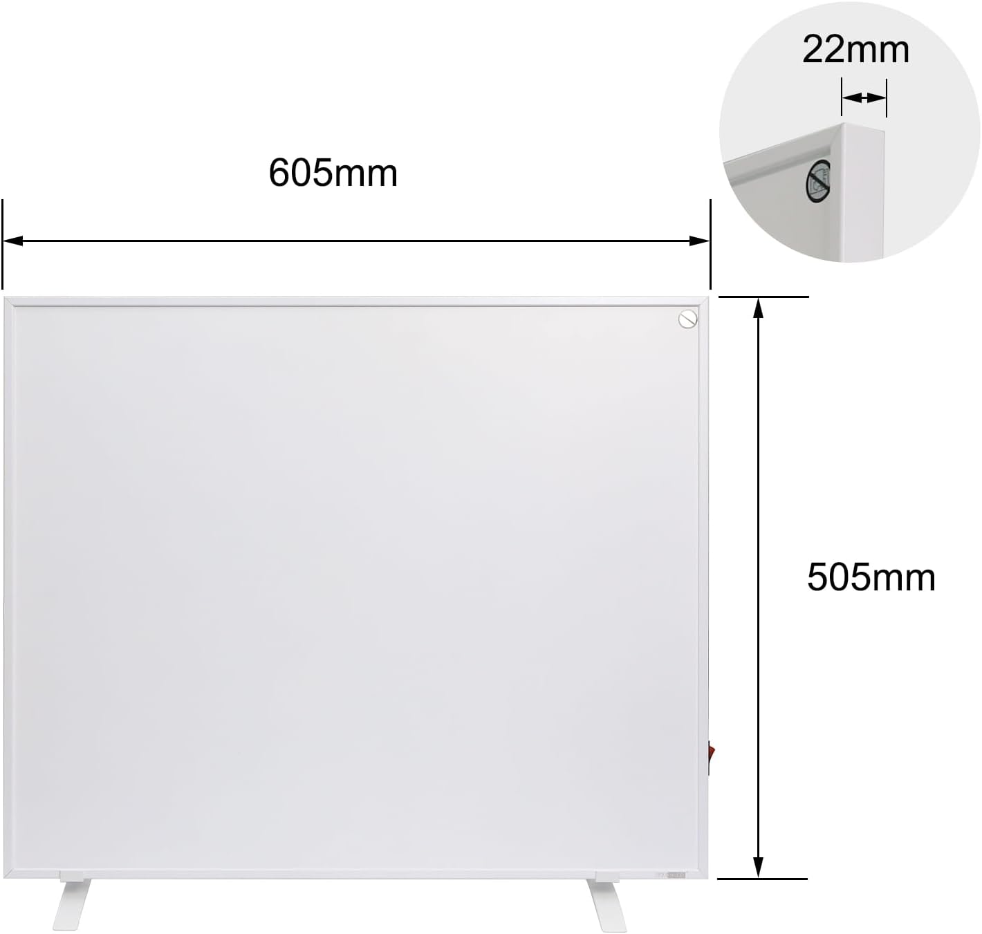 Infrarotheizung, 300 Watt mit Standfüssen + Kippschalter