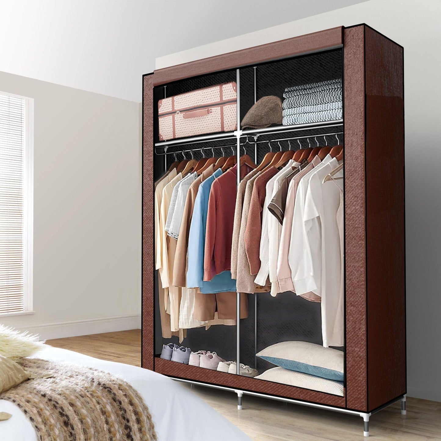 Faltschrank mit Reissverschluss und Kleiderstange, Biber Braun