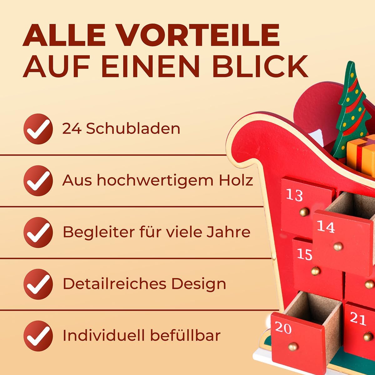 Schlitten, Weihnachtsmann mit Landschaft