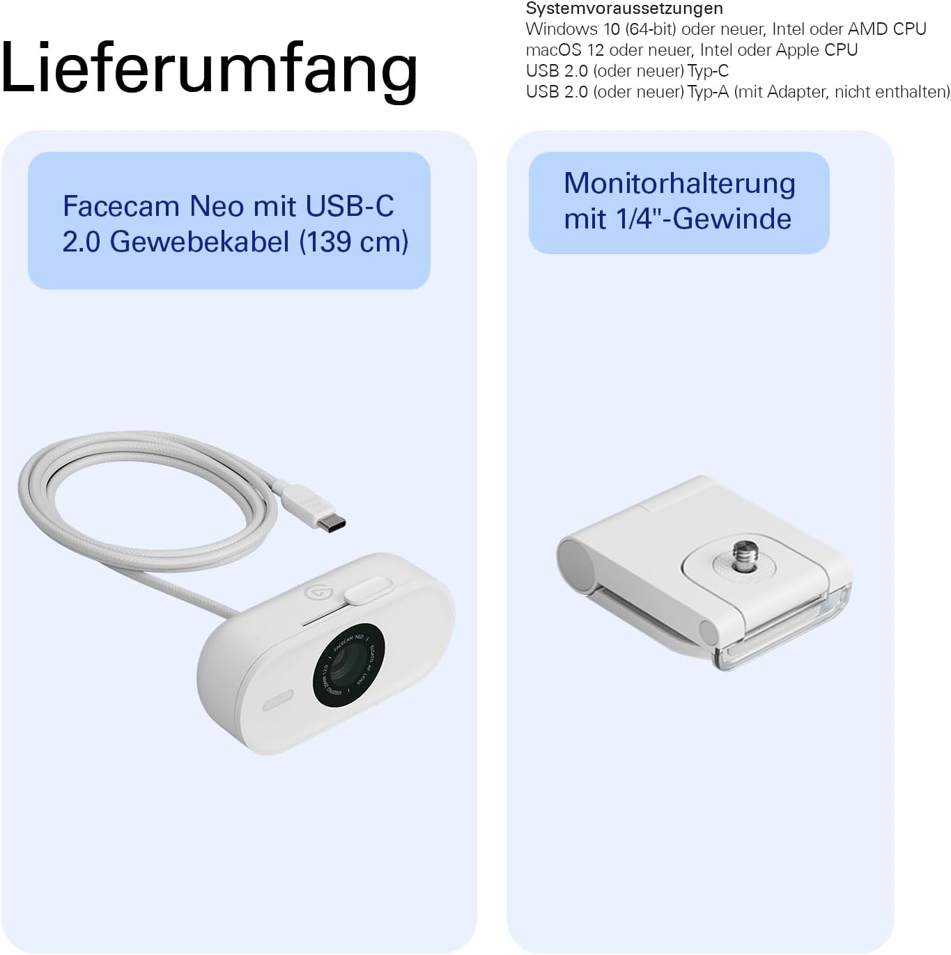 Facecam Neo Full HD-Webcam mit Sichtschutzkappe, Lichtkorrektur, Facecam Neo