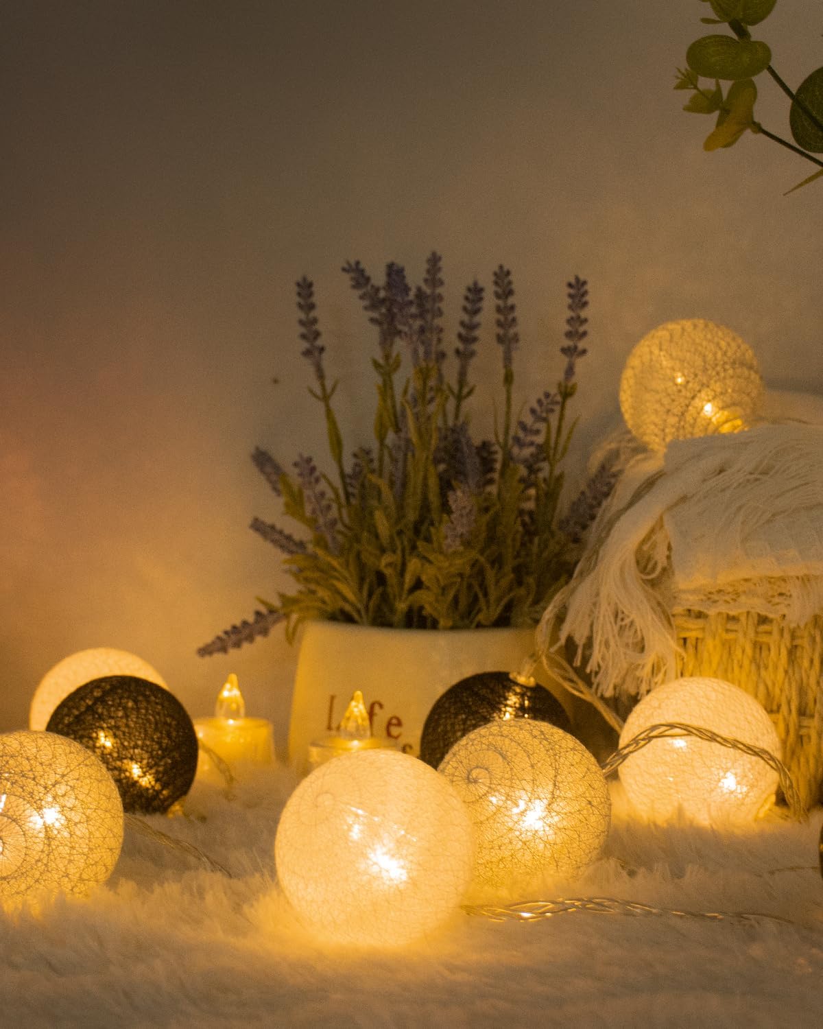 LED Lampions-Lichterkette mit, 20 LEDs, Batteries Grau