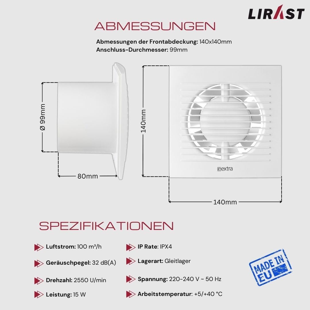 Badlüfter Ø 100mm, Ø 100mm Weiß