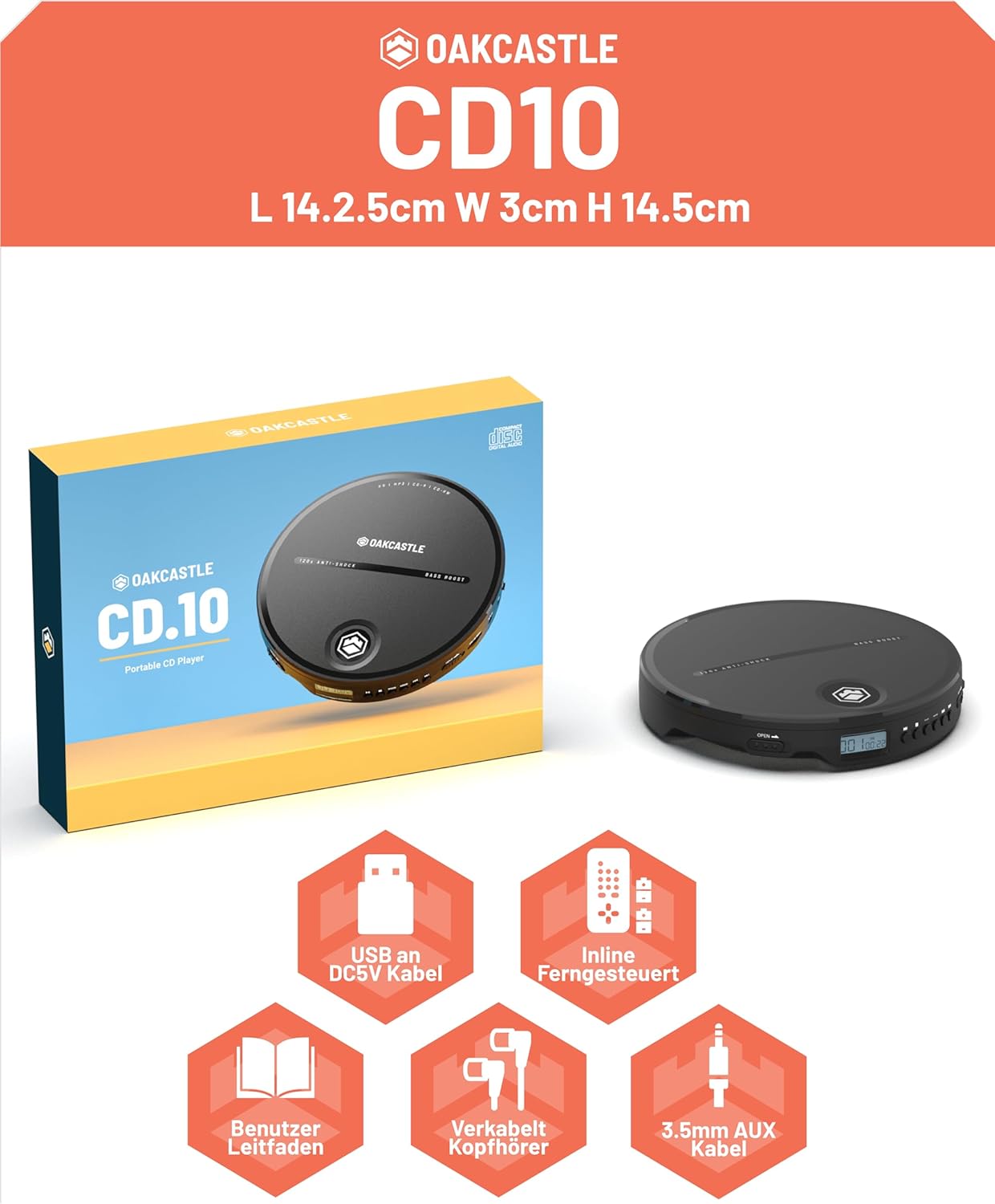 Tragbarer CD-Player mit Kopfhörern
