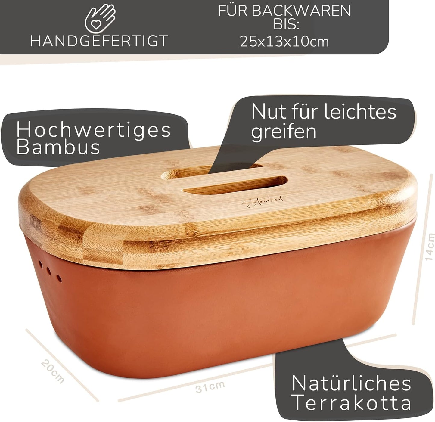 Brotkasten mit Bambusdeckel, Brotkasten Rot