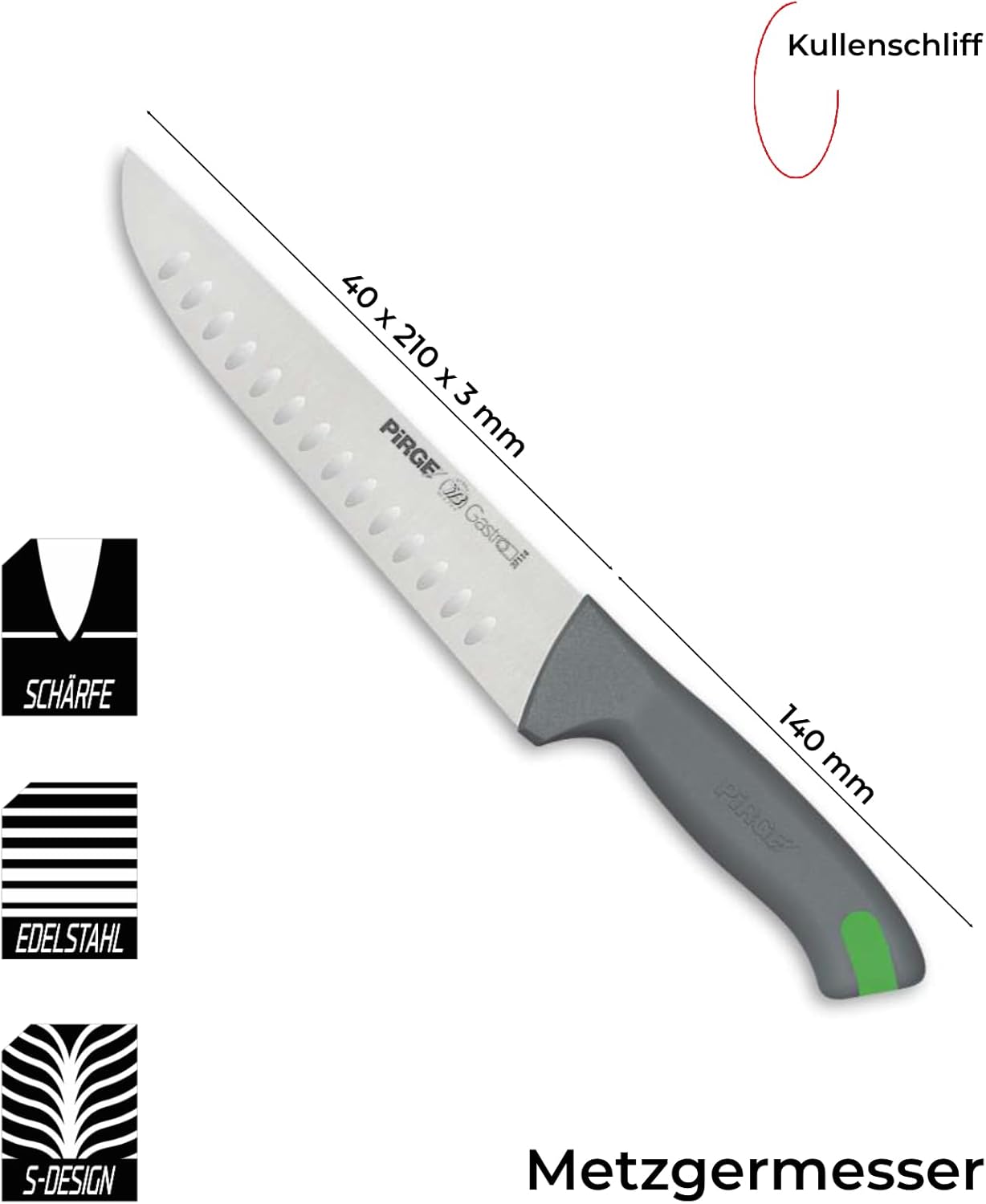 Metzgermesser, 21 cm (Kullenschliff)