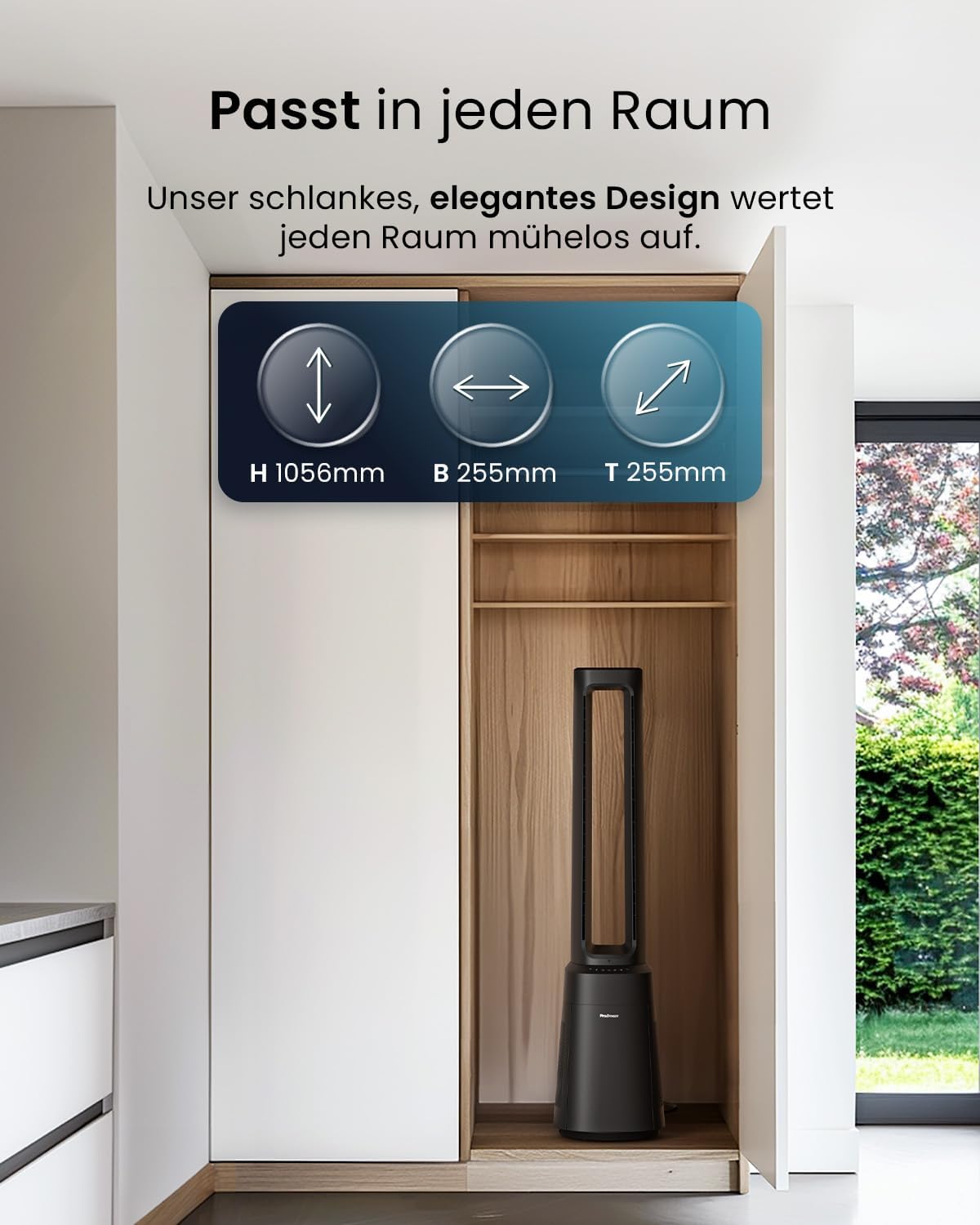 OmniAir Turmventilator mit Luftreiniger & HEPA Filter, Ohne App Schwarz