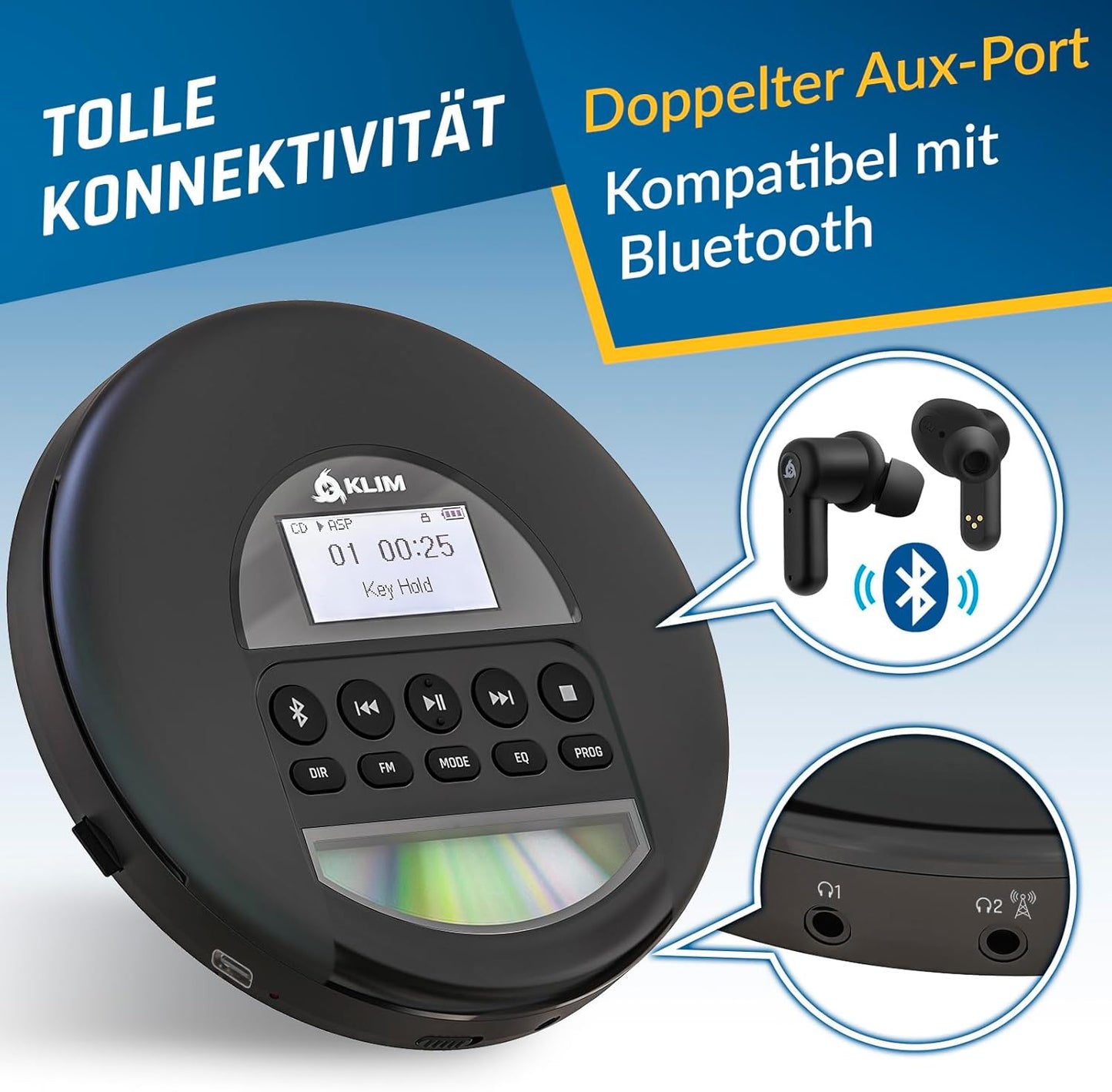 Tragbarer CD-Player mit Bluetooth