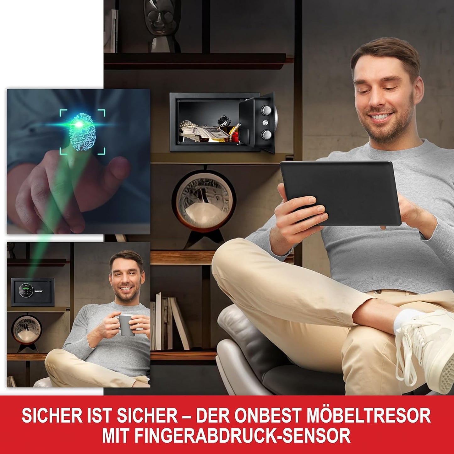 Elektronischer Tresor M mit Fingerabdruck & Zahlencode, M
