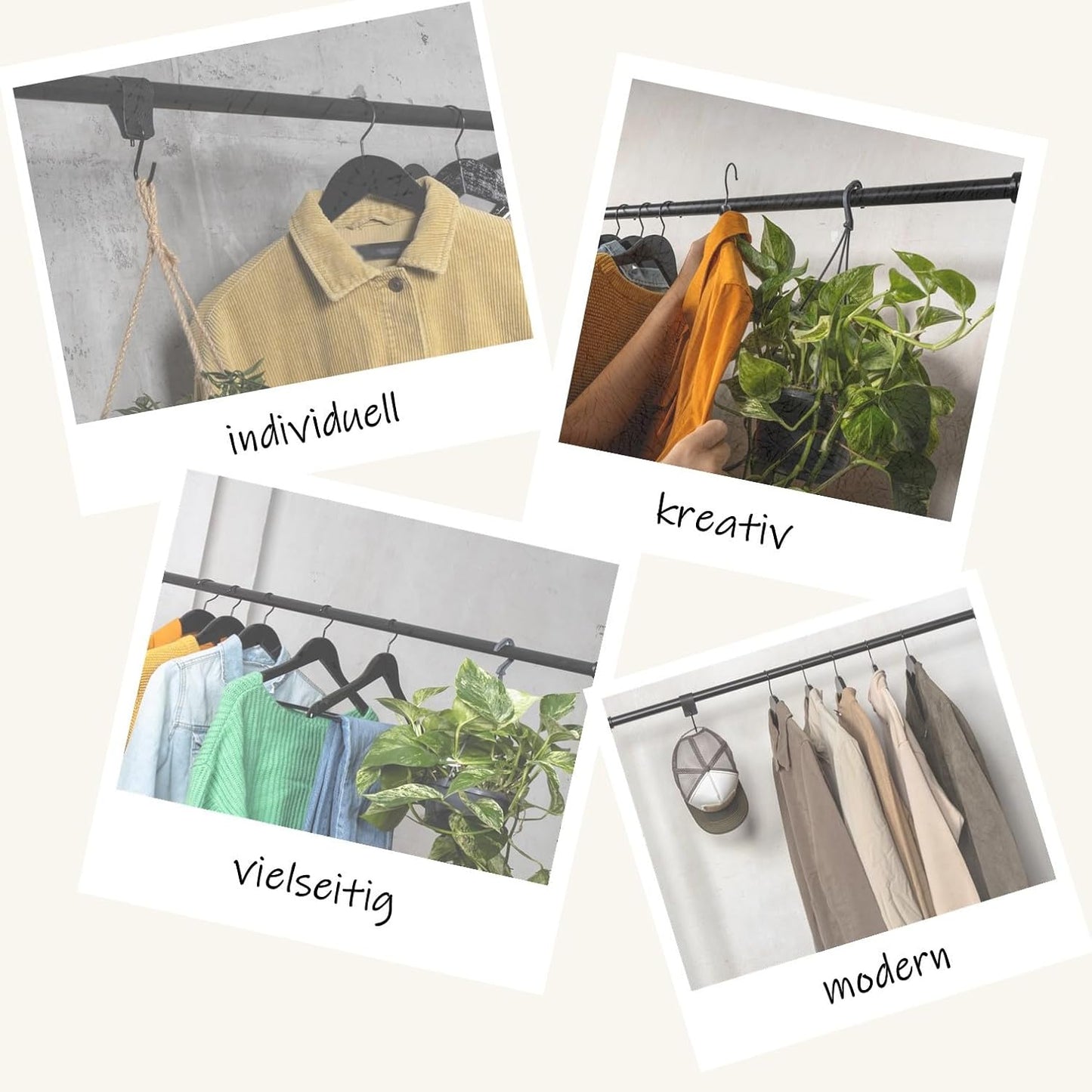 Deckengarderobe im Industrie-Design, Breite 100 cm x Höhe 100 cm