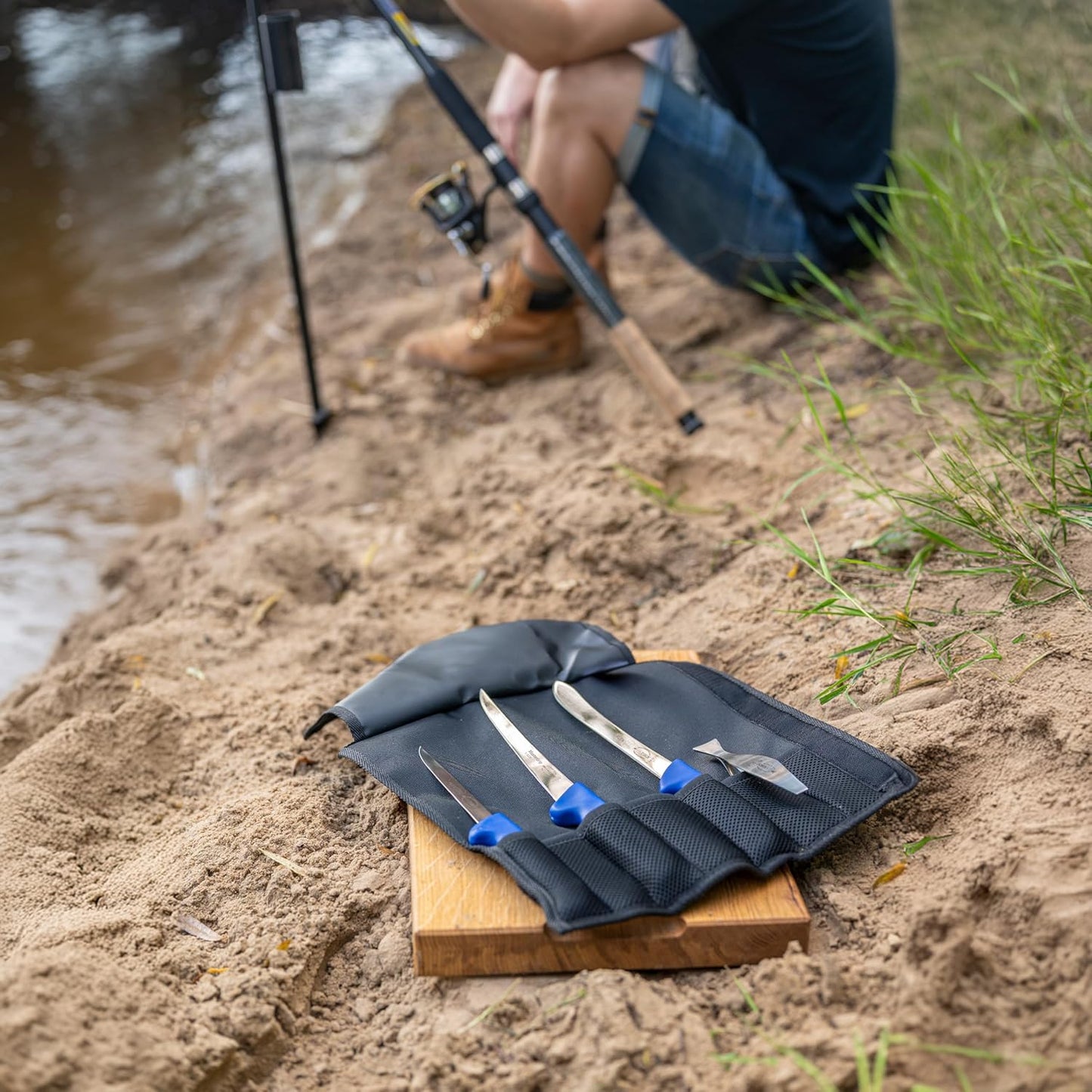 Anglermesserset mit Rolltasche