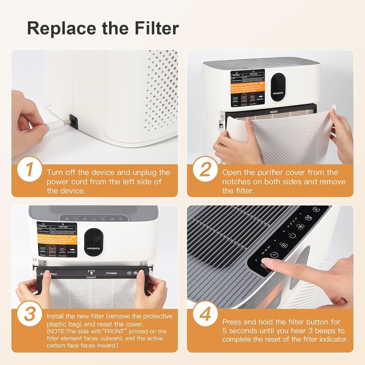 HY4866 Luftreiniger HEPA-Ersatzfilter im 2er-Pack, HY4866 Enhanced Filter