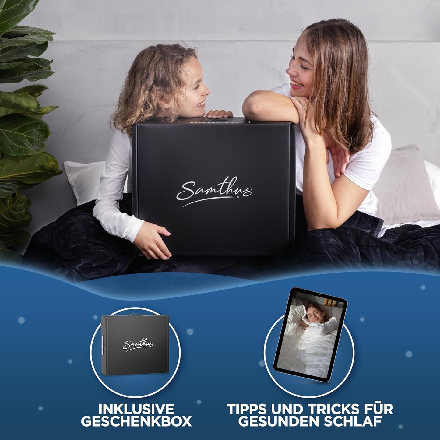 Gewichtsdecke 135x200cm Therapiedecke 3kg, Schwarz 3.0 Kilogramm