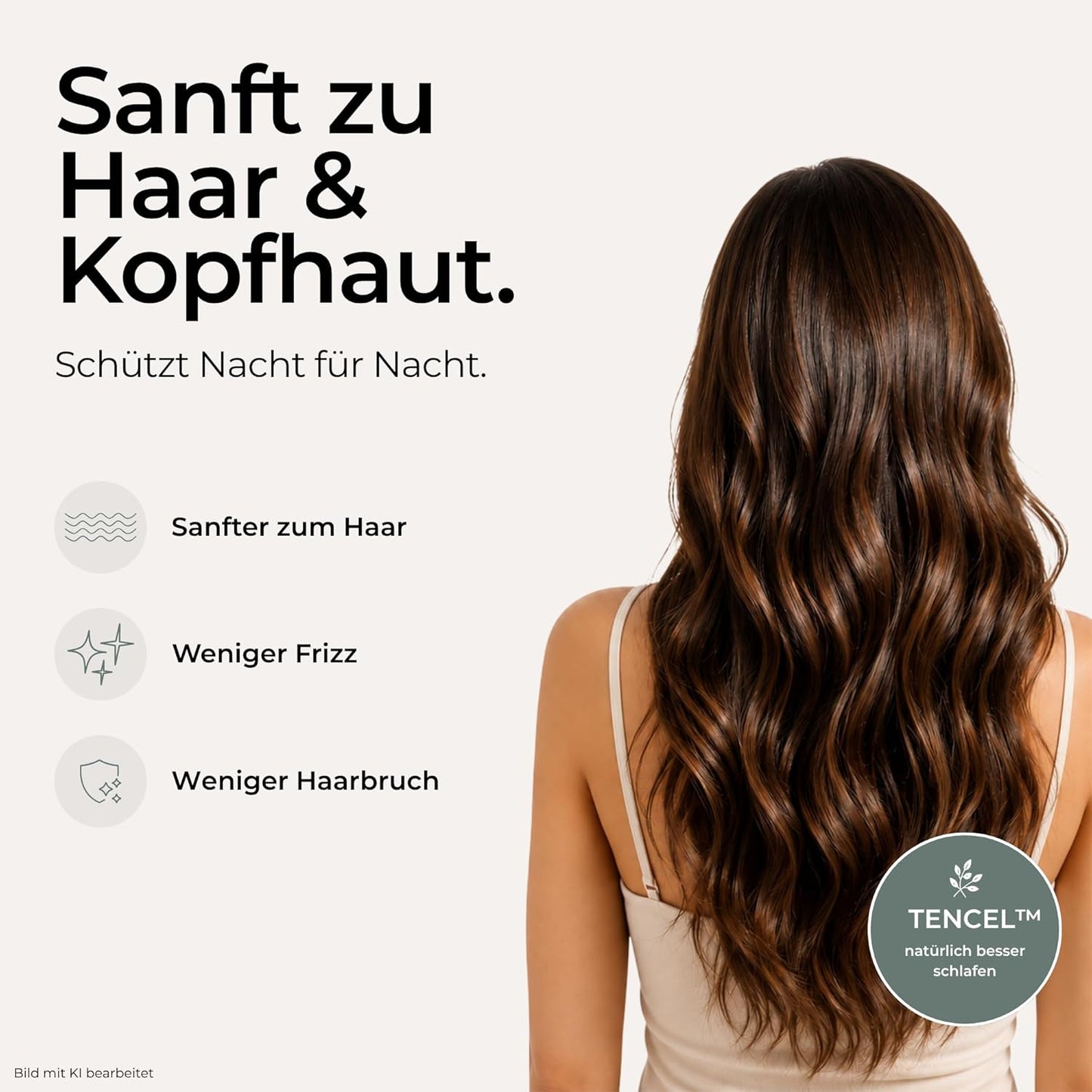 Seidenhaube zum Schlafen mit verstellbarem Elastikband, Schwarz - Normal
