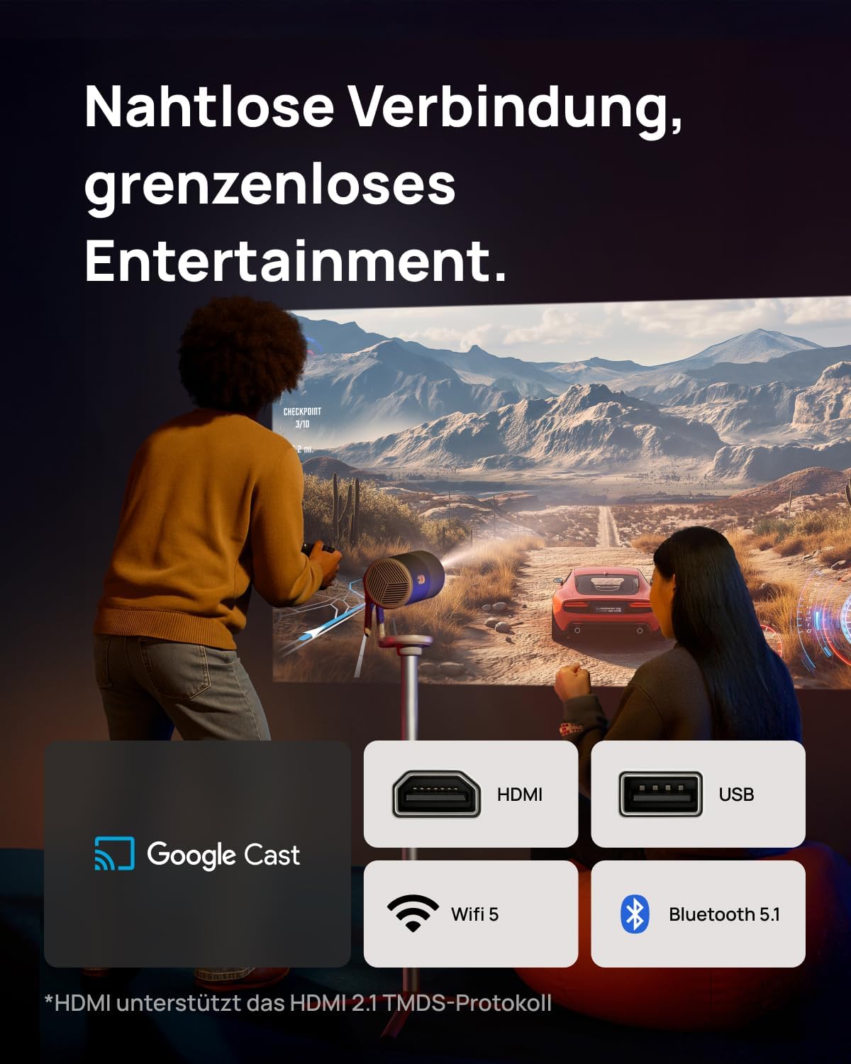 Mini Beamer Set mit PowerBase, MoGo 4 mit PowerBase-Ständer