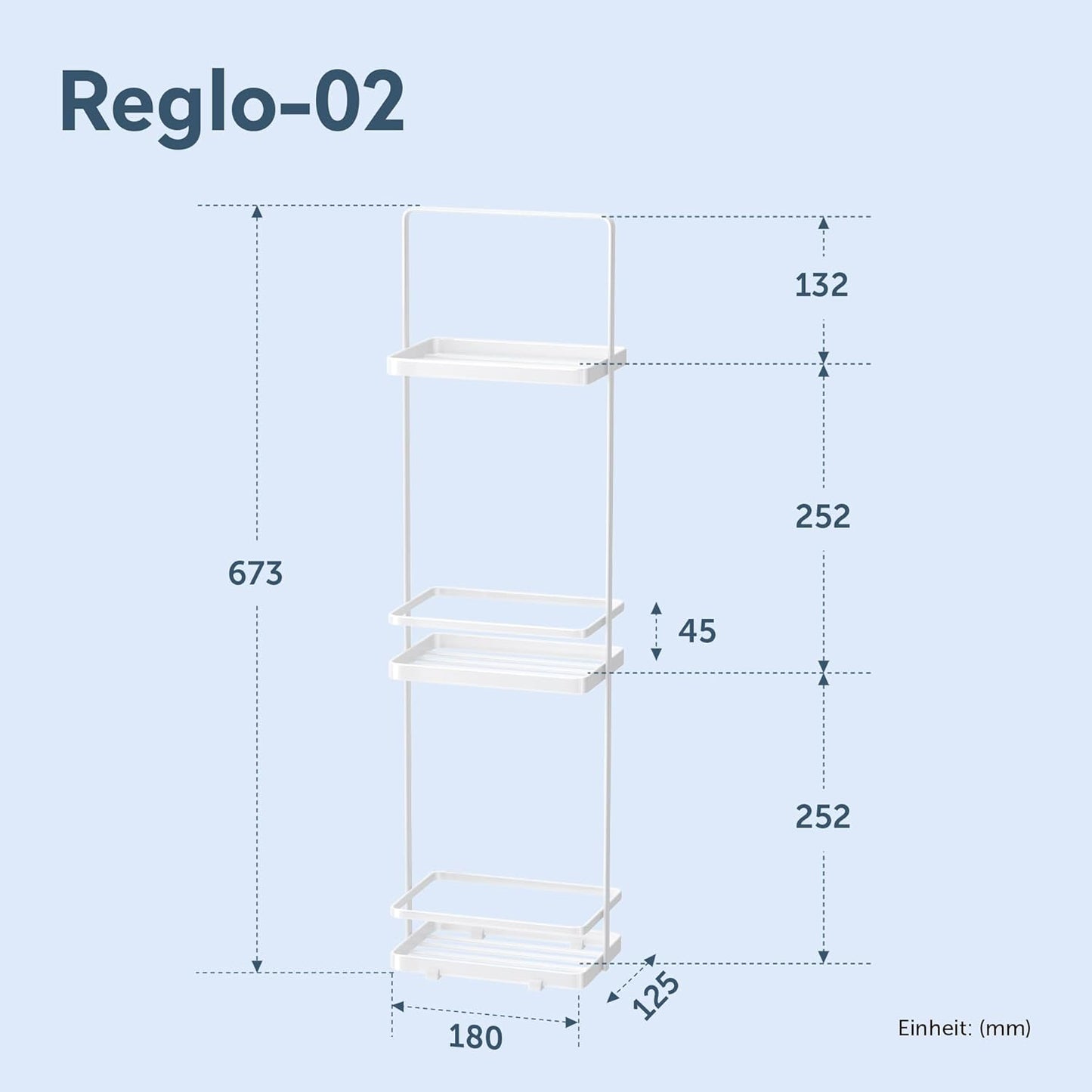 Freistehendes Duschregal Reglo-02 mit 3 Ebenen, Weiss