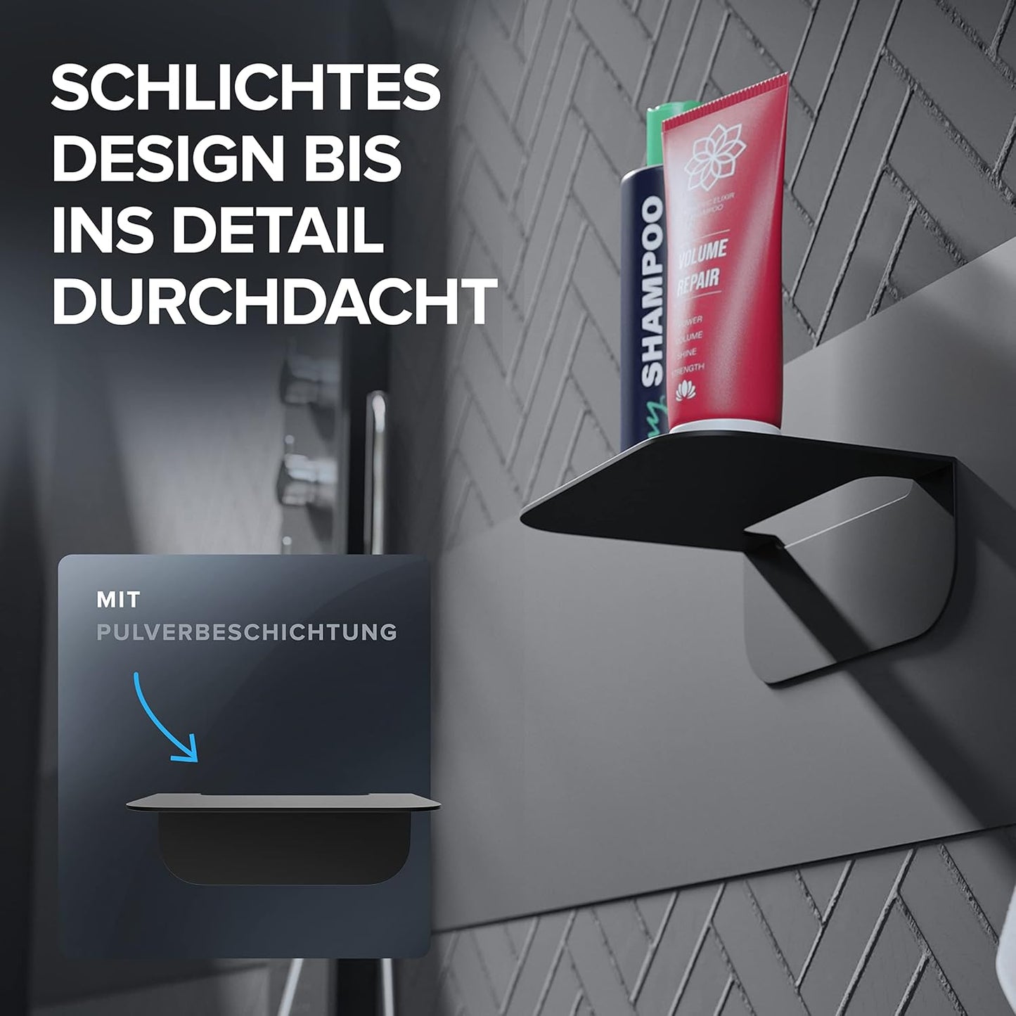 Badablage ohne Bohren, Schwarz