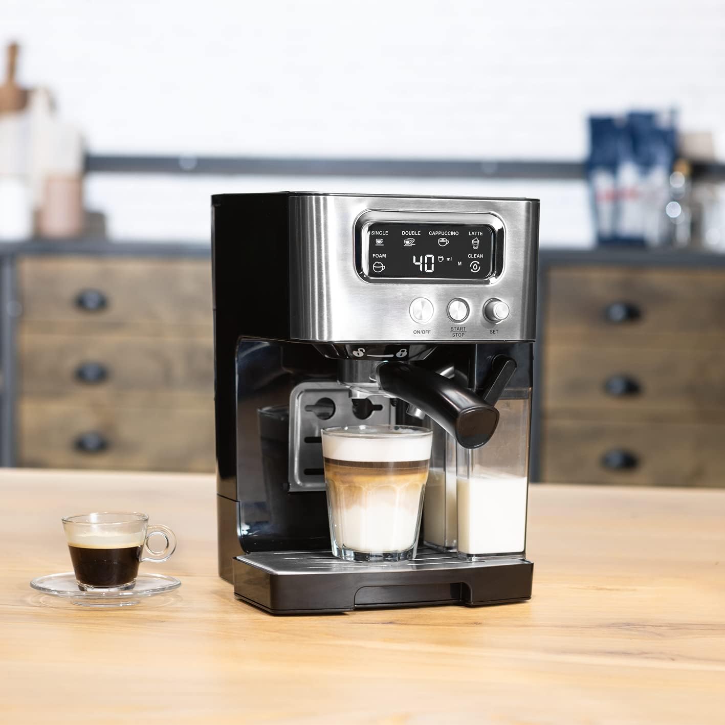 Siebträgermaschine für Espresso & Latte, Siebträgermaschine -15 bar