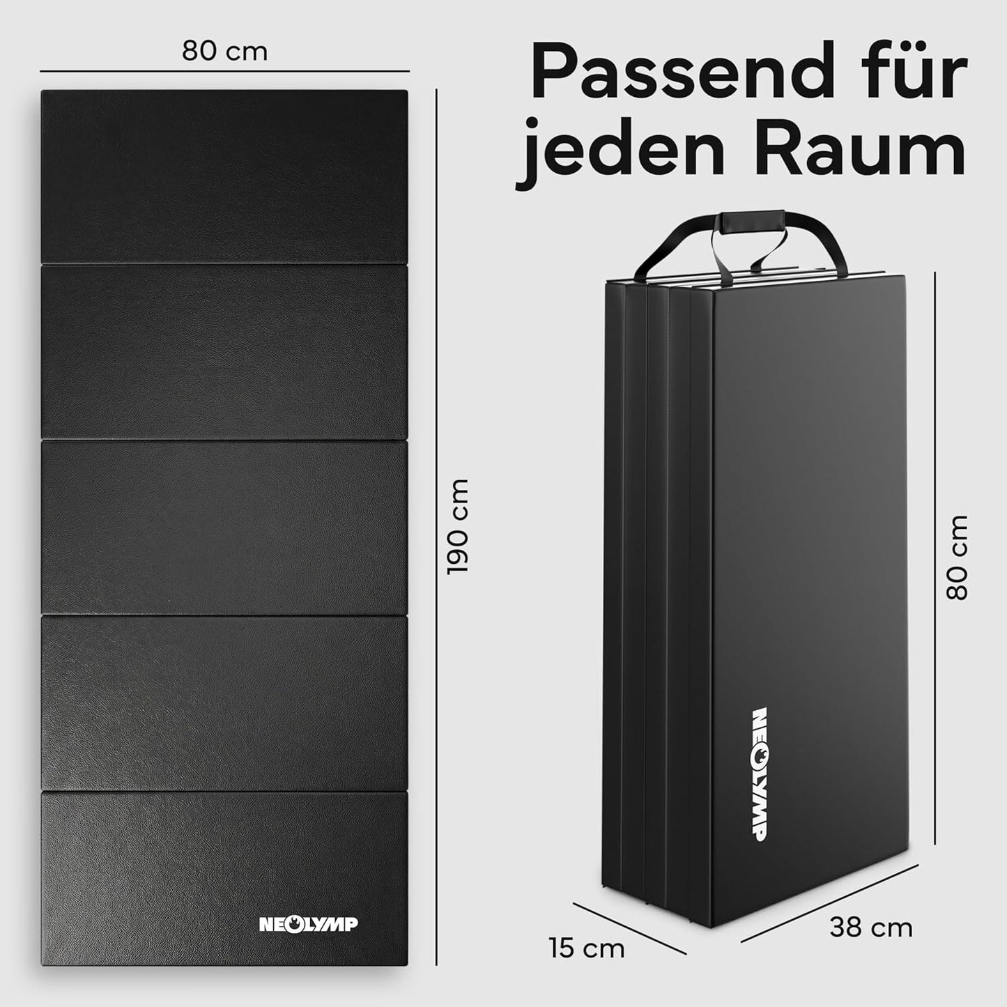 Faltbare Turnmatte, Schwarz 190 x 80 x 3 cm