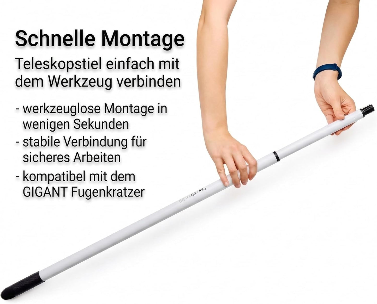 Fugenkratzer mit Teleskopstiel und Hartmetallklinge
