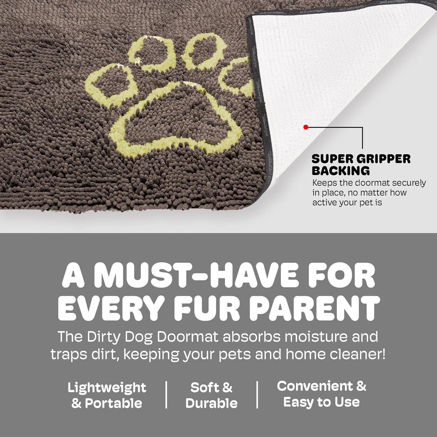 Dirty Dog Fussmatte, 40 x 60 cm (Rechteckig) Cool Grey