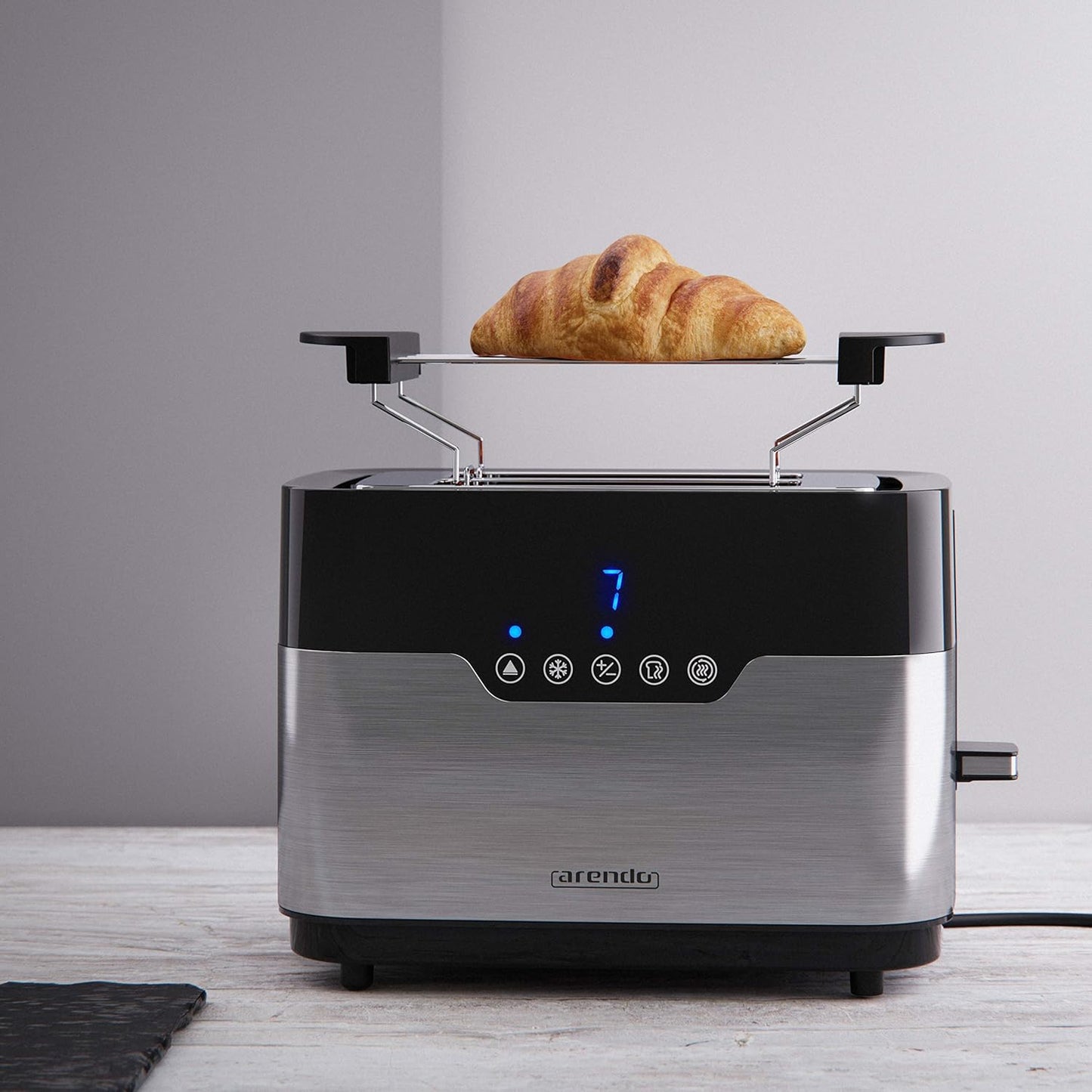 Toaster Morgen mit Brötchenaufsatz und LED-Anzeige, A