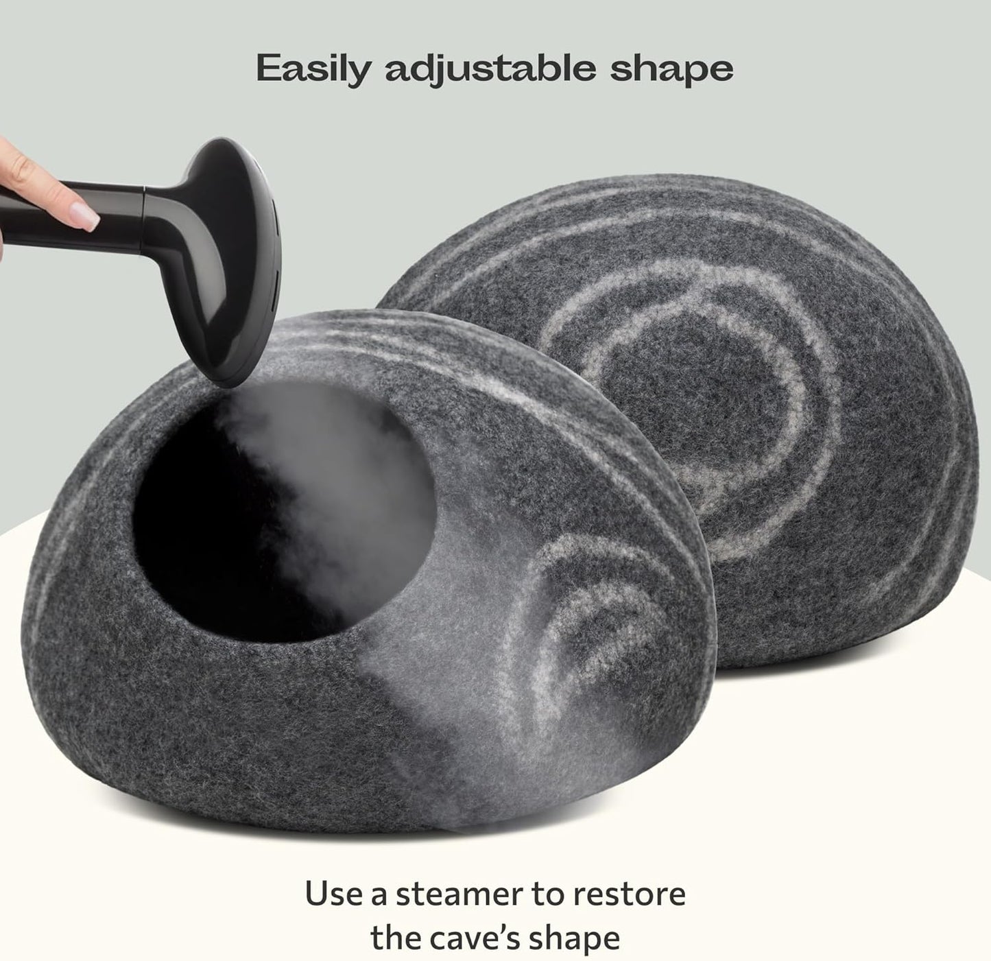 Handgefilztes Katzenbett aus Merinowolle, Dark Grey L