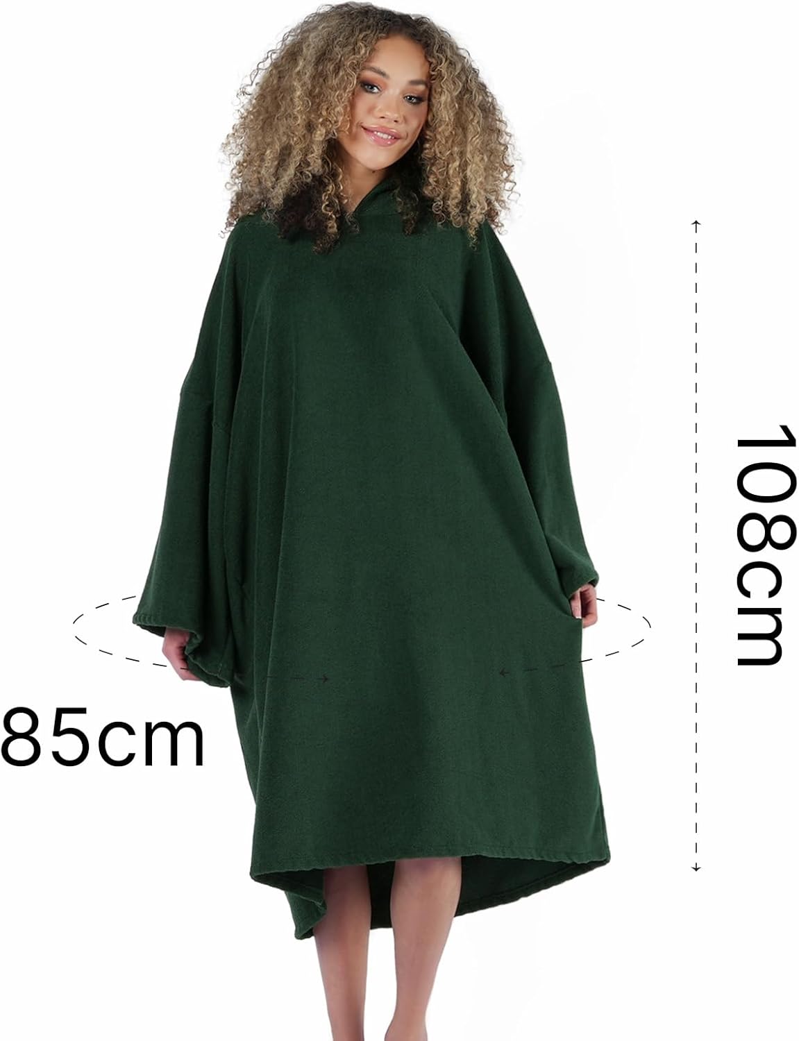 Handtuch-Poncho mit Kapuze, Einheitsgrösse Waldgrün