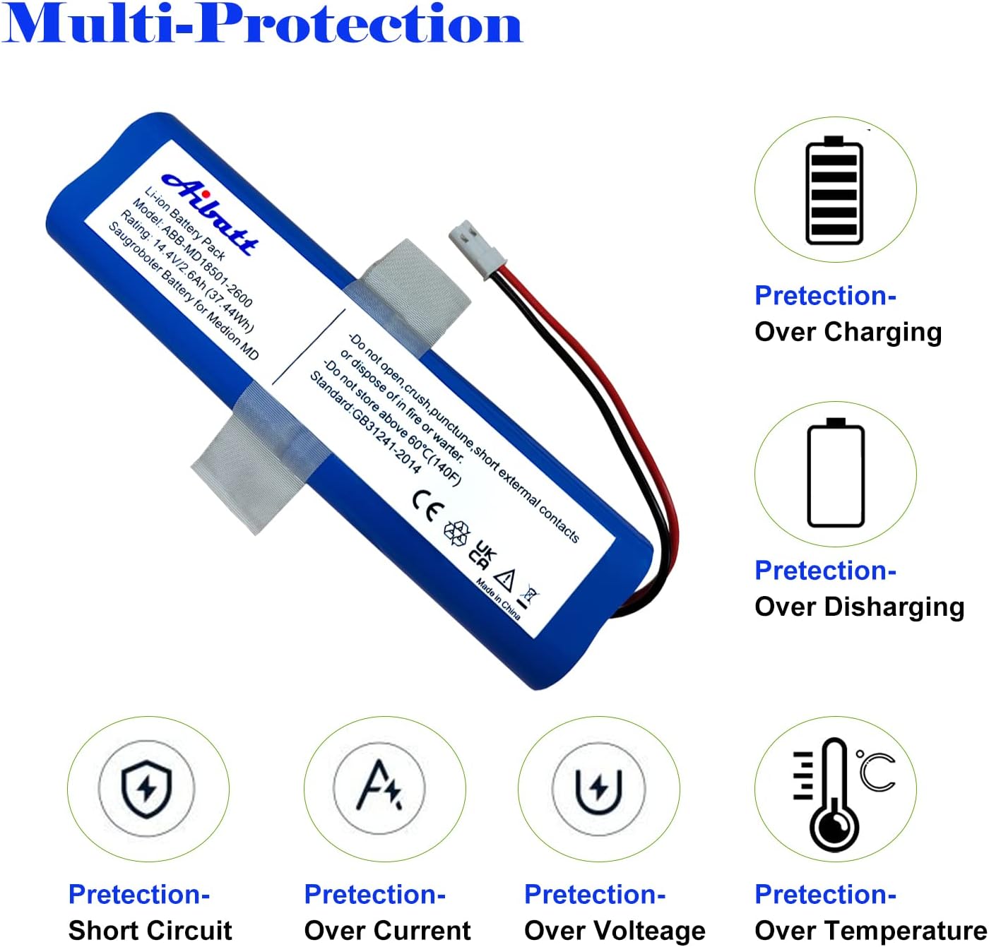 Ersatzakku für Medion Staubsauger, 14.4V 2600mAh