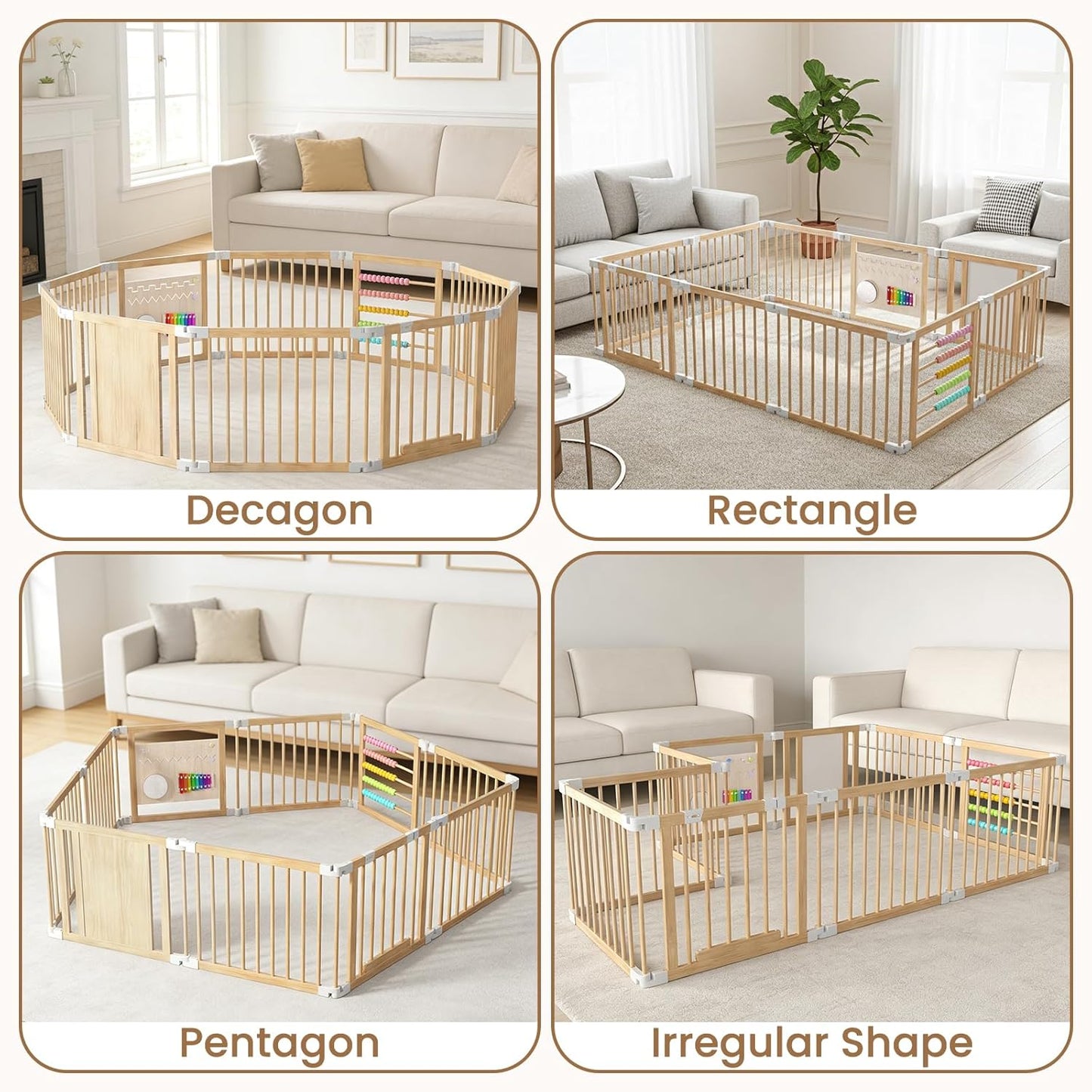 Faltbares Laufgitter für Babys, 240x160x61cm