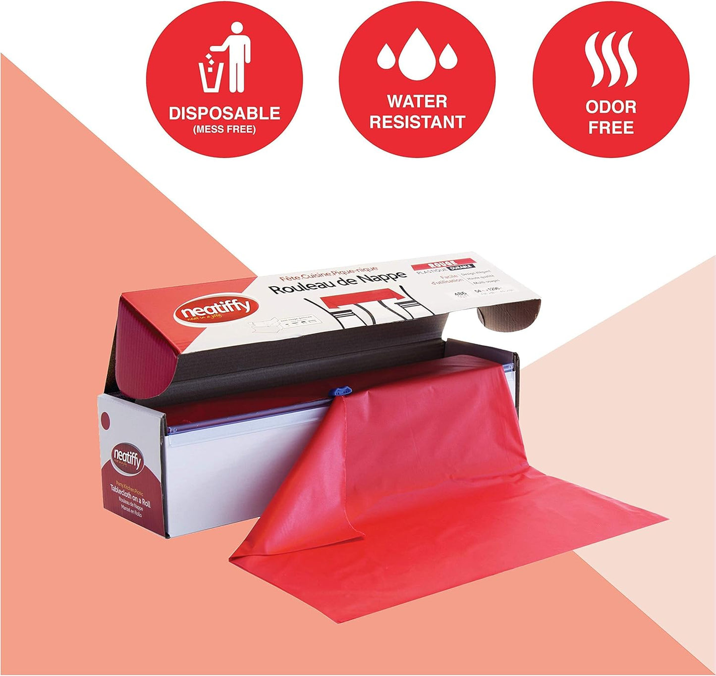 Tischtuchrolle mit Gleitschneider, Rot