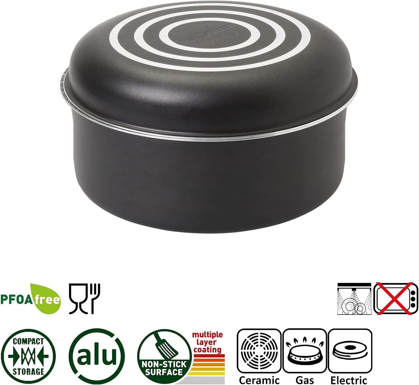 6-teiliges Camping Kochgeschirr-Set, ø 24 cm 5+1-teilig