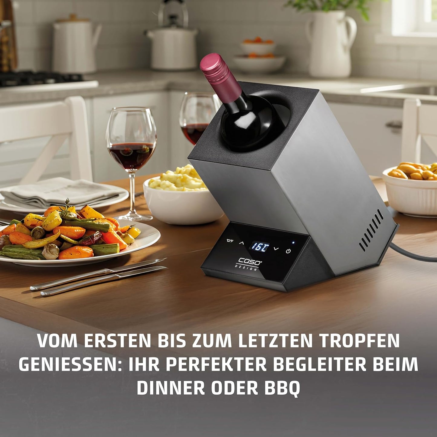 Weinkühler WineCase One für eine Flasche mit Sensor-Touch, Edelstahl
