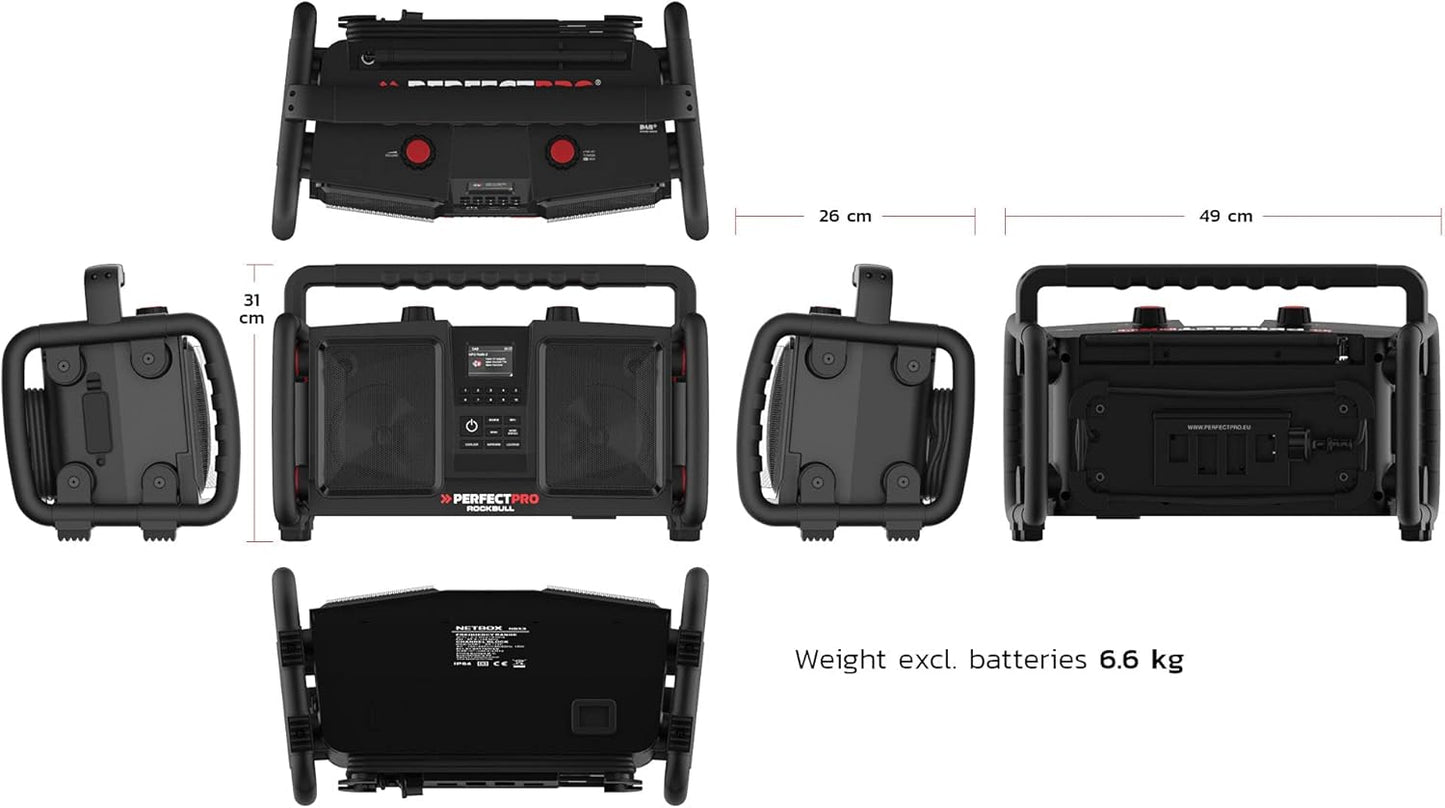 Baustellenradio Rockbull mit DAB+ und Bluetooth