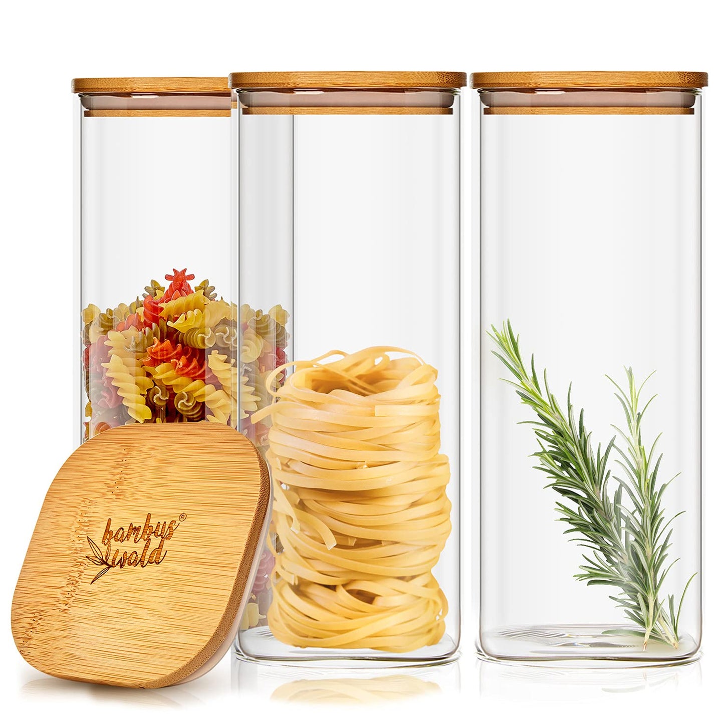 3er-Set Vorratsgläser mit Bambusdeckel, 1500 ml, 1500ml 3