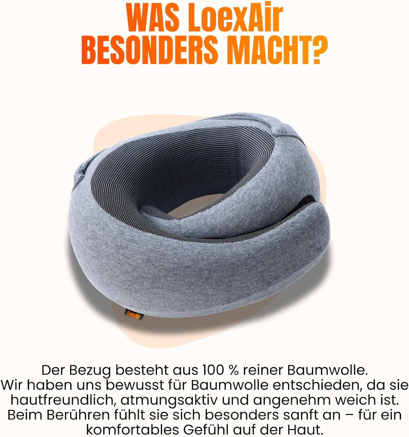 Reisekissen mit Kapuze aus Memory-Schaum, Hellgrau Hooded Pro