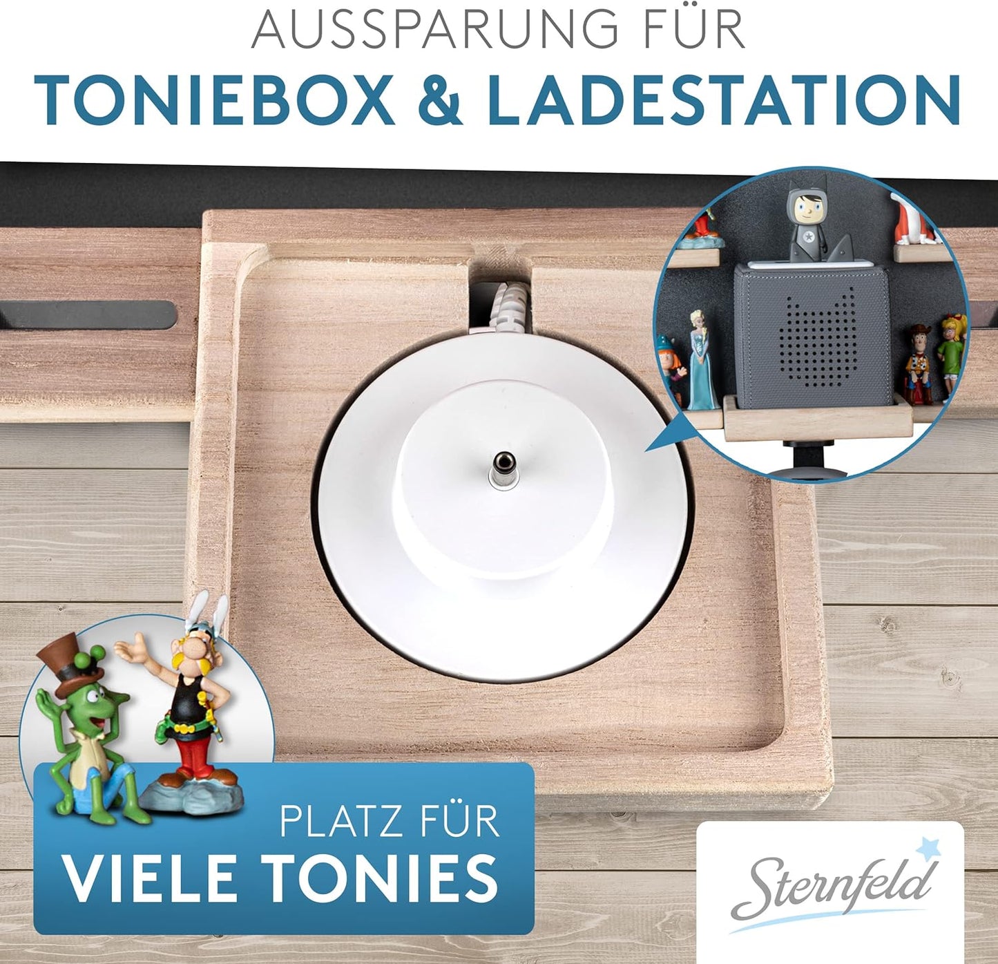 Magnetisches Tonie Regal für Toniebox & Figuren, Grau Platz für 52 Tonies