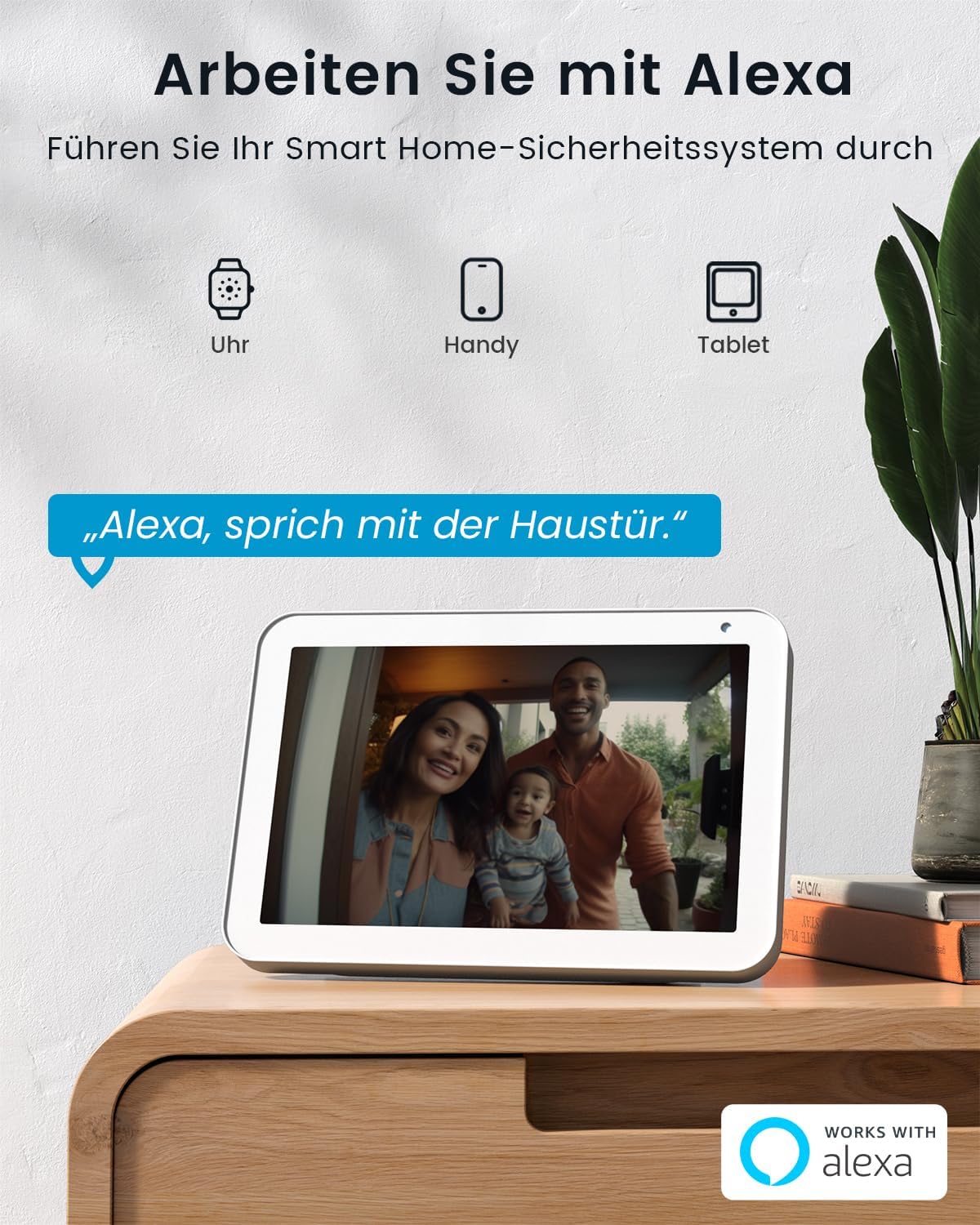 2K Video-Türklingel mit Kamera, AI Bewegungserkennung, 2,4GHz WLAN, Grau
