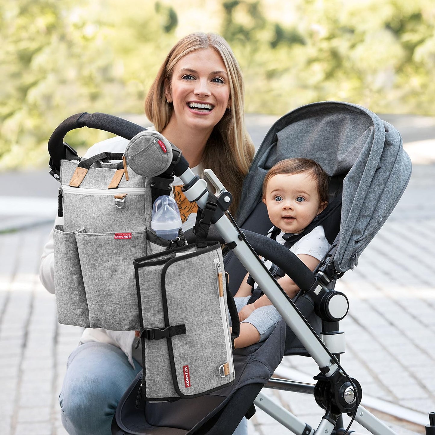 Pronto Mini Wickeltasche mit Wickelunterlage, grau Einfarbige