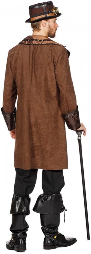 Steampunk Herrenmantel mit Weste und Schlangenmuster, 50 Braun